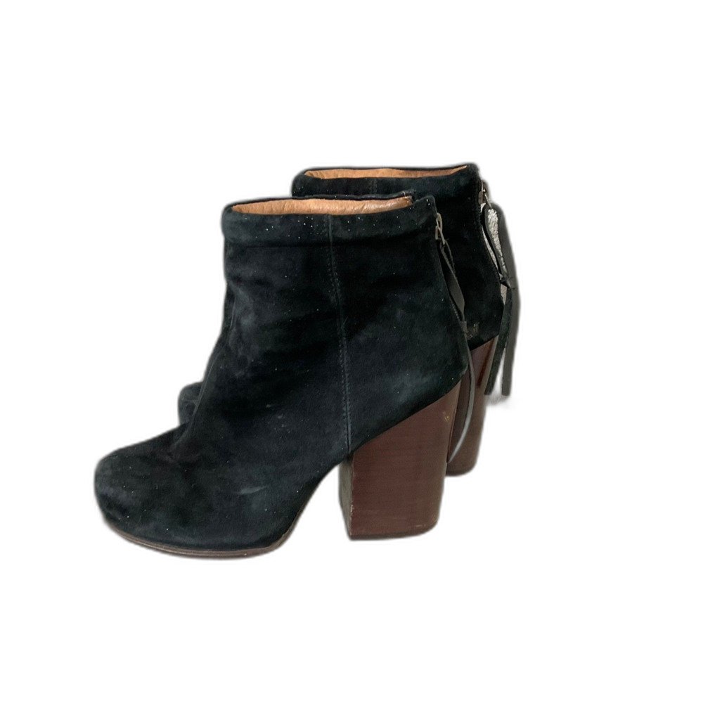 Jeffrey Campbell Rumble Black Suede Sz 7.5 Ankle Boots Stacked Block Heel